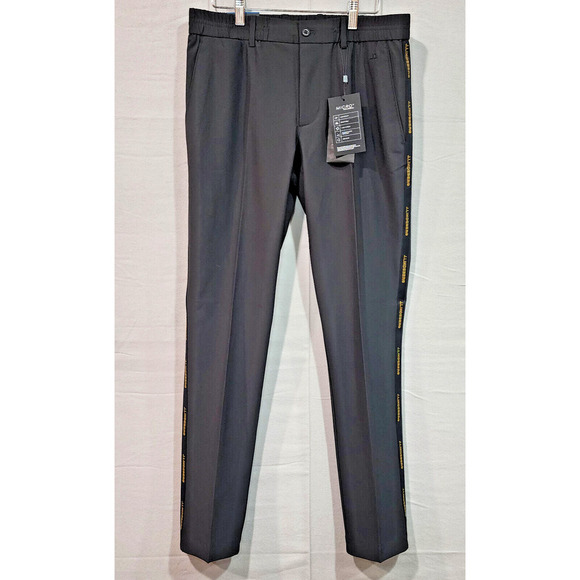 J. Lindeberg Stuart Men's Side Stripe Golf Pant GMPA06876 Black NEW‎ Sz 32 X 32 - Picture 1 of 6
